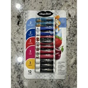 ChapStick Variety Pack Honey Vanilla Original Strawberry & Cherry‎ 12 Ct